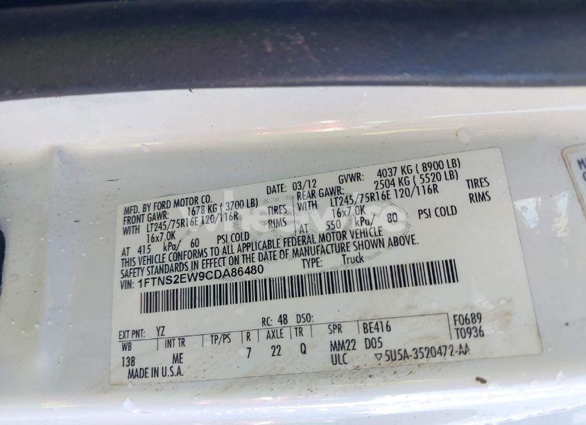 Photo 9 of 2012 Ford E-250 COMMERCIAL (VIN 1FTNS2EW9CDA86480)