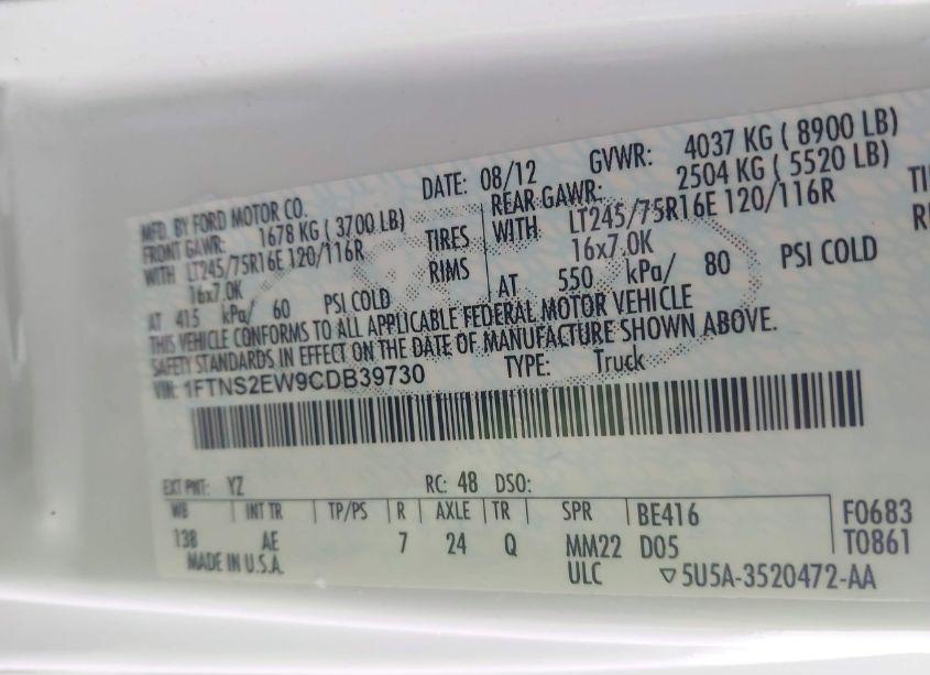 Photo 9 of 2012 Ford Econoline E250 VAN (VIN 1FTNS2EW9CDB39730)