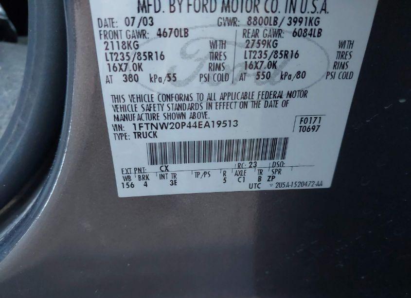 Photo 9 of 2004 Ford F-250 KING RANCH/LARIAT/XL/XLT (VIN 1FTNW20P44EA19513)