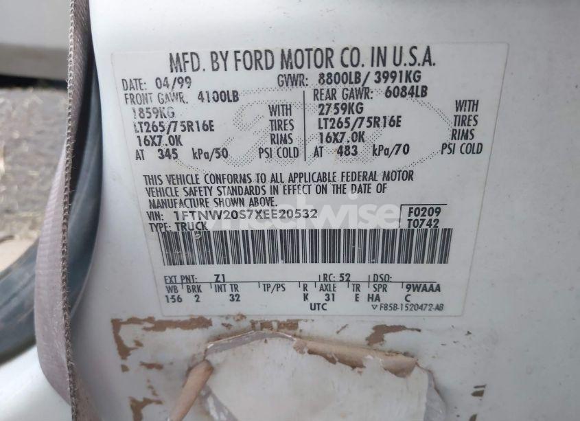 Photo 9 of 1999 Ford F-250 LARIAT/XL/XLT (VIN 1FTNW20S7XEE20532)