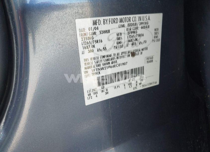 Photo 9 of 2004 Ford F-250 LARIAT/XL/XLT (VIN 1FTNW21P64EC01907)