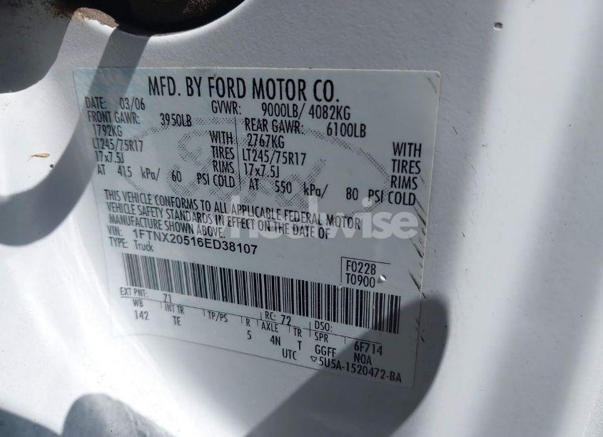 Photo 9 of 2006 Ford F-250 LARIAT/XL/XLT (VIN 1FTNX20516ED38107)