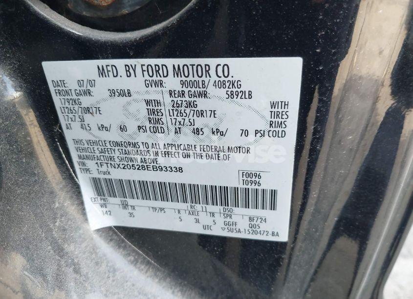 Photo 9 of 2008 Ford F-250 LARIAT/XL/XLT (VIN 1FTNX20528EB93338)