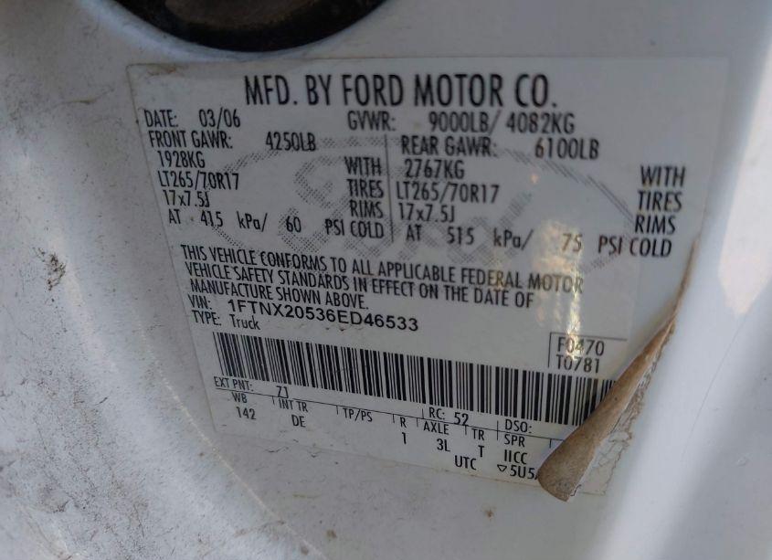 Photo 9 of 2006 Ford F-250 LARIAT/XL/XLT (VIN 1FTNX20536ED46533)