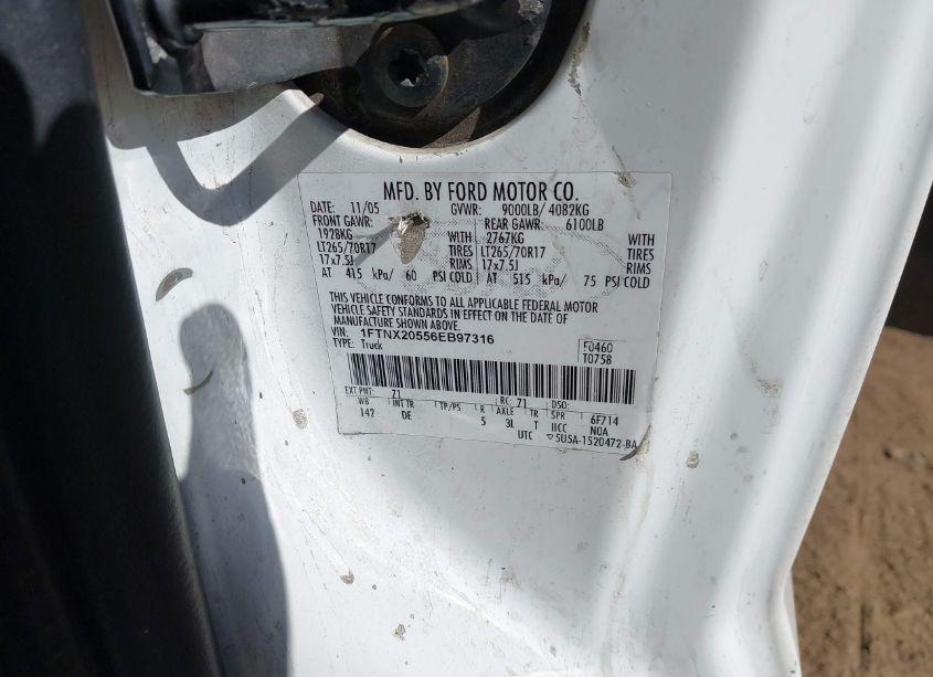 Photo 9 of 2006 Ford F-250 LARIAT/XL/XLT (VIN 1FTNX20556EB97316)