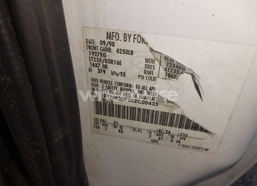 Photo 9 of 1999 Ford F-250 LARIAT/XL/XLT (VIN 1FTNX20F5XEC00435)