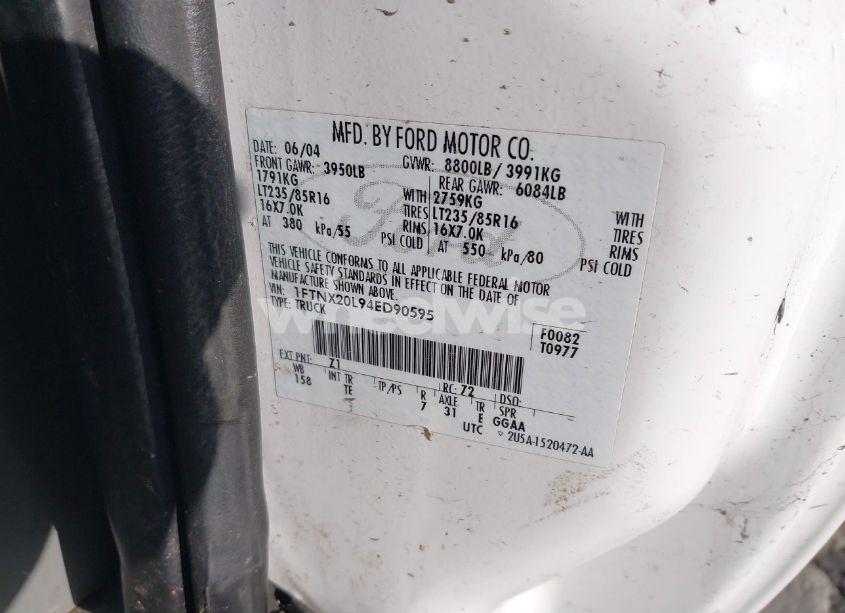 Photo 9 of 2004 Ford F-250 LARIAT/XL/XLT (VIN 1FTNX20L94ED90595)