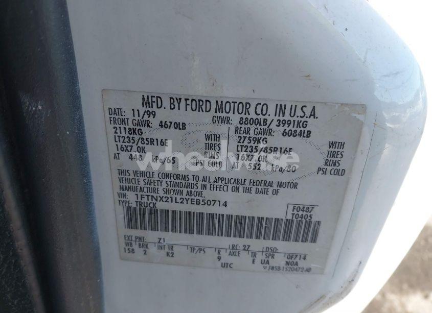 Photo 9 of 2000 Ford F-250 LARIAT/XL/XLT (VIN 1FTNX21L2YEB50714)