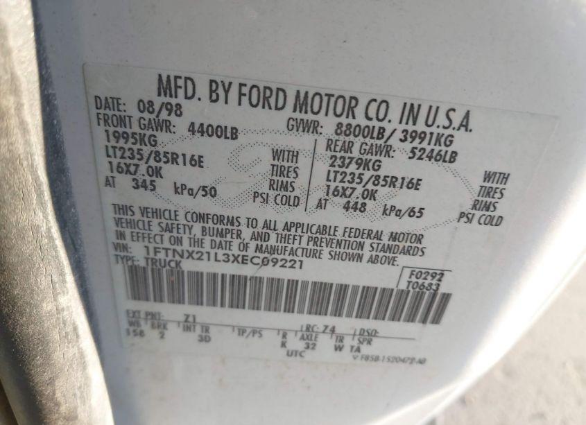 Photo 9 of 1999 Ford F-250 LARIAT/XL/XLT (VIN 1FTNX21L3XEC09221)