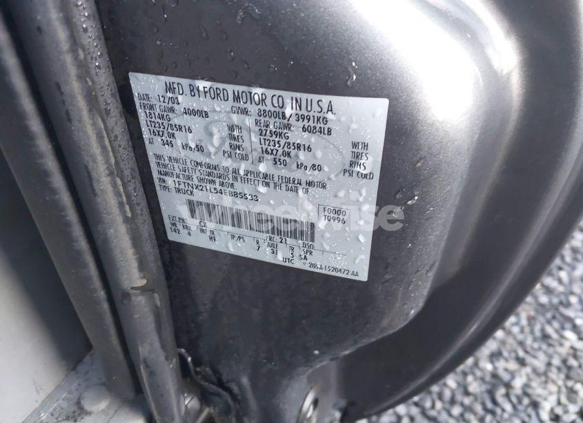 Photo 9 of 2004 Ford F-250 (VIN 1FTNX21L54EB85533)