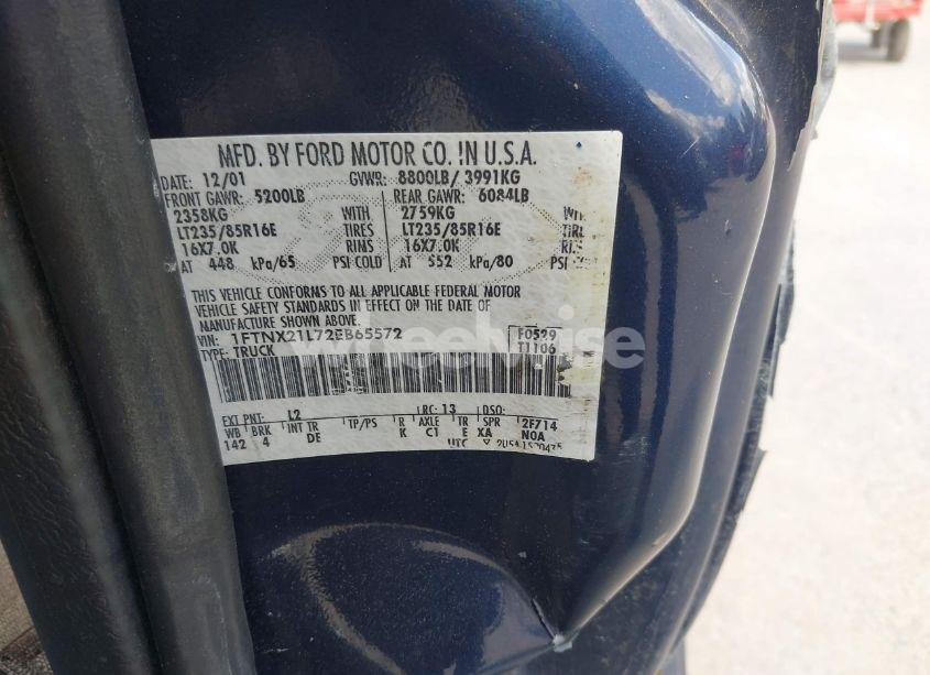 Photo 9 of 2002 Ford F-250 LARIAT/XL/XLT (VIN 1FTNX21L72EB65572)