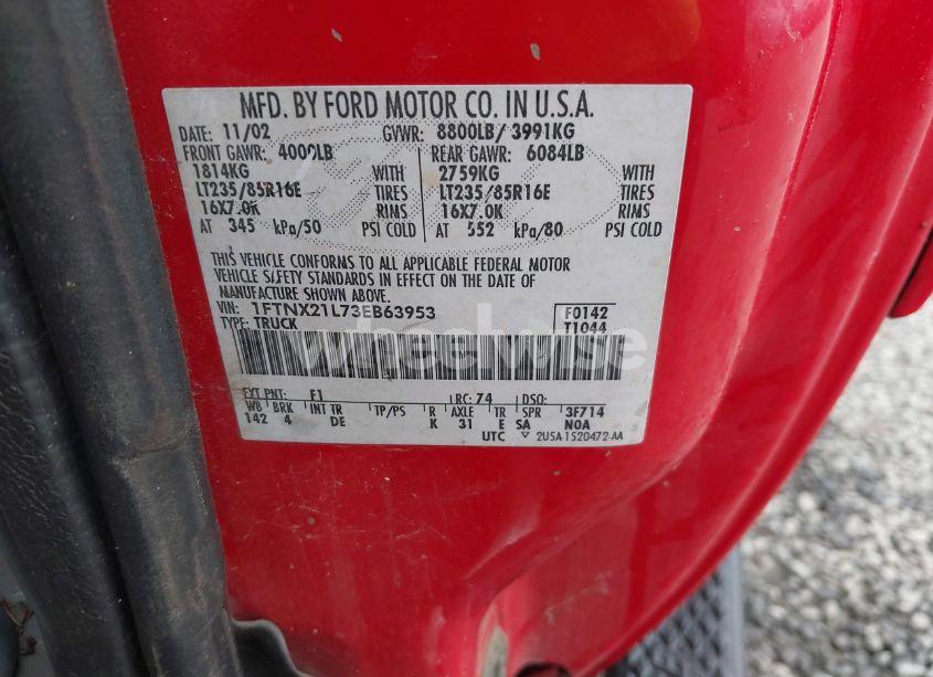 Photo 9 of 2003 Ford F-250 N/A (VIN 1FTNX21L73EB63953)