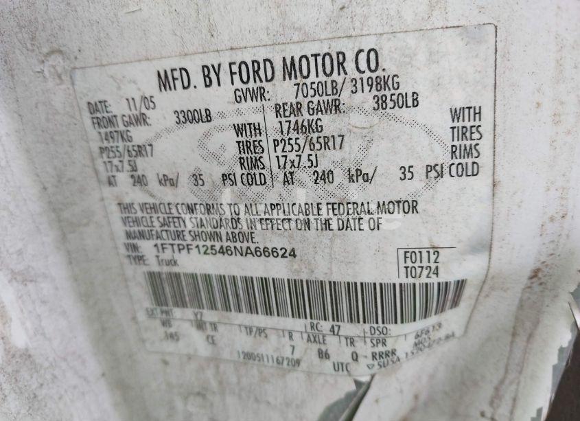 Photo 9 of 2006 Ford F-150 XL/XLT (VIN 1FTPF12546NA66624)