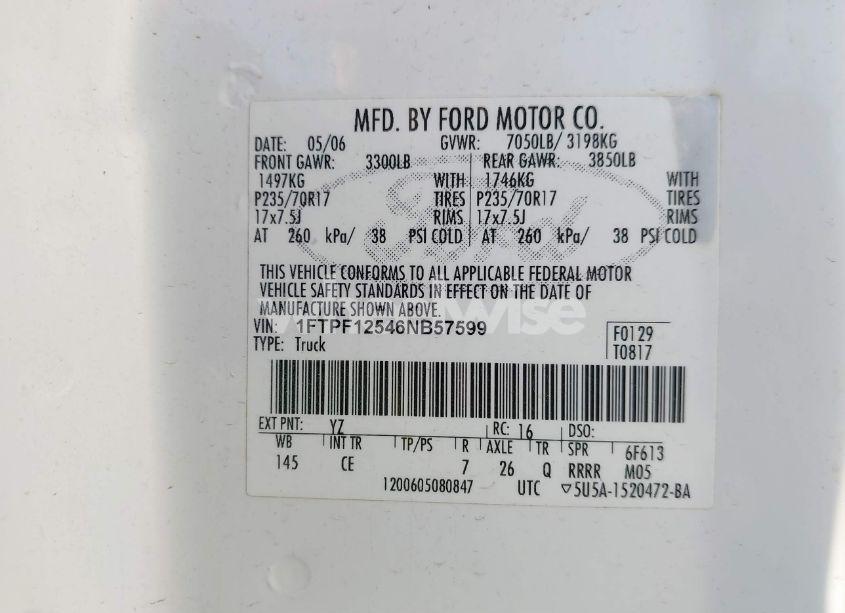 Photo 9 of 2006 Ford F-150 XL/XLT (VIN 1FTPF12546NB57599)