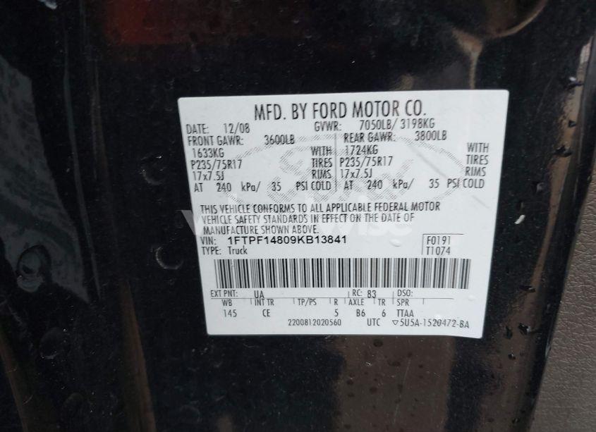 Photo 9 of 2009 Ford F-150 XL/XLT (VIN 1FTPF14809KB13841)