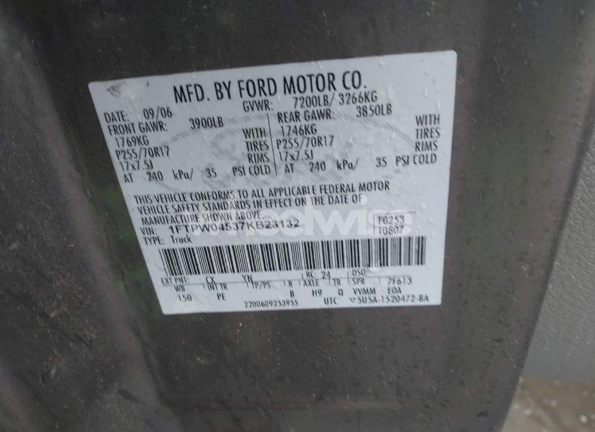 Photo 9 of 2007 Ford F-150 FX4/XLT (VIN 1FTPW04537KB23132)