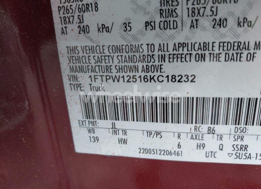 Photo 9 of 2006 Ford F-150 LARIAT/XLT (VIN 1FTPW12516KC18232)