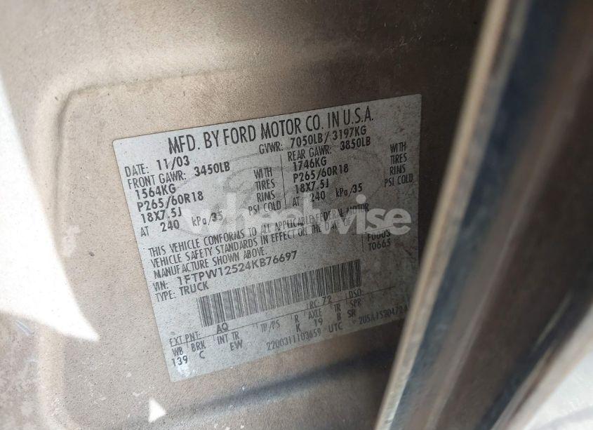 Photo 9 of 2004 Ford F-150 LARIAT/XLT (VIN 1FTPW12524KB76697)