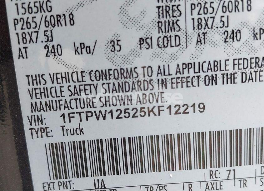 Photo 9 of 2005 Ford F-150 LARIAT/XLT (VIN 1FTPW12525KF12219)