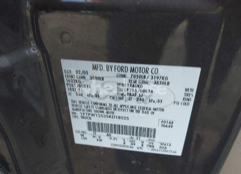 Photo 9 of 2005 Ford F-150 LARIAT/XLT (VIN 1FTPW12535KD18525)