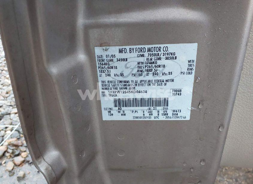 Photo 9 of 2005 Ford F-150 LARIAT/XLT (VIN 1FTPW12545KD04634)