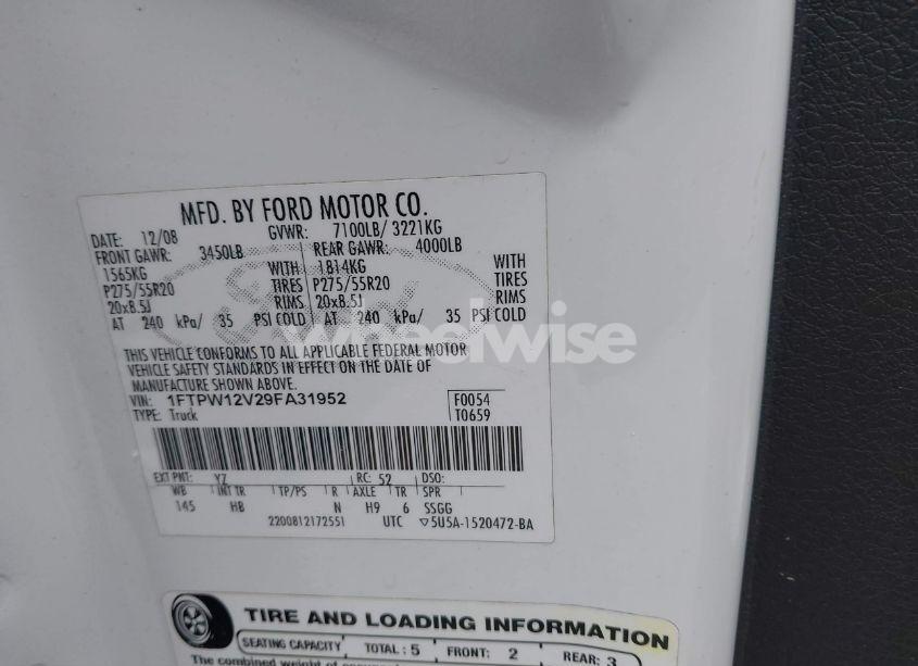 Photo 9 of 2009 Ford F-150 LARIAT (VIN 1FTPW12V29FA31952)