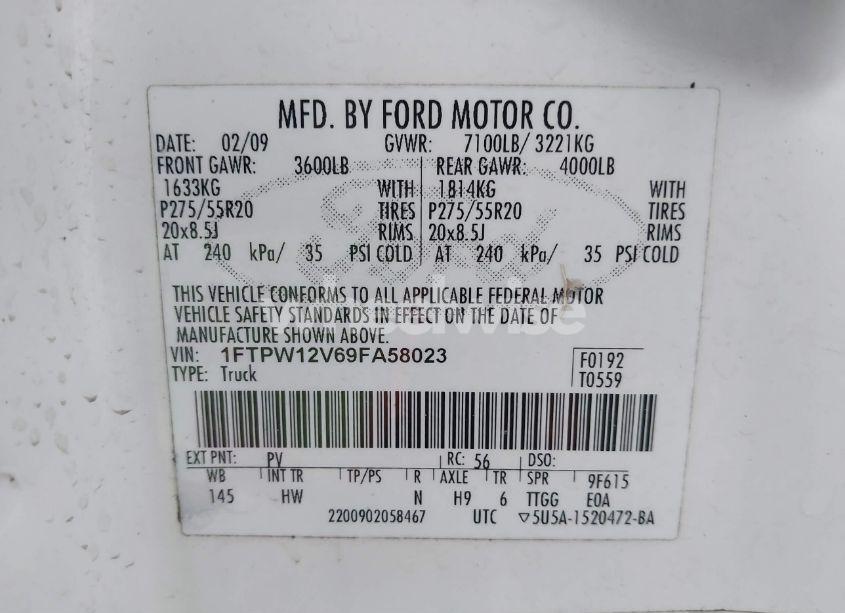 Photo 9 of 2009 Ford F-150 LARIAT (VIN 1FTPW12V69FA58023)