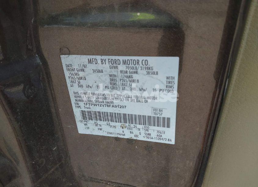 Photo 9 of 2008 Ford F150 N/A (VIN 1FTPW12VFA91207)