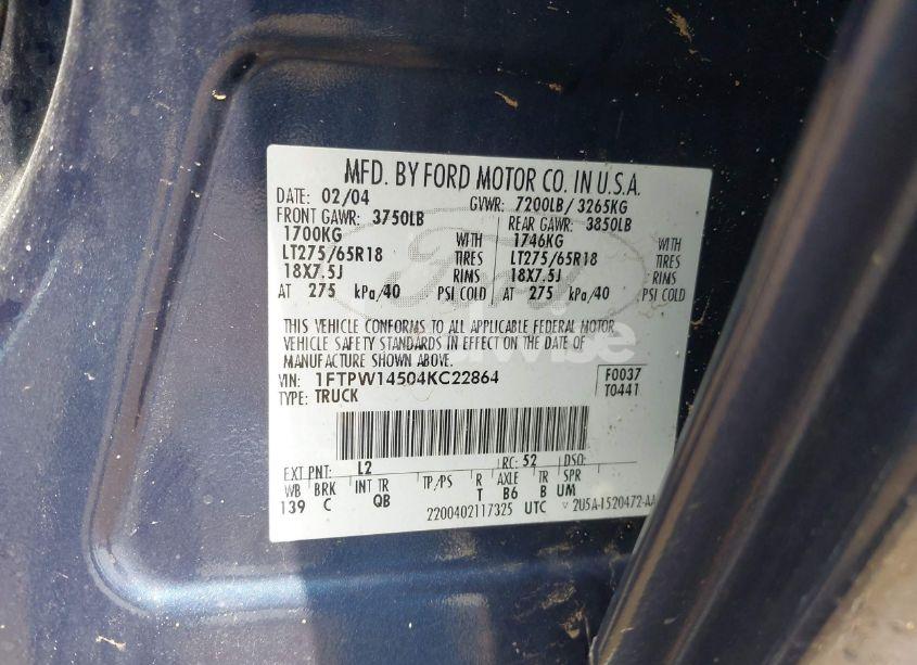 Photo 9 of 2004 Ford F-150 FX4/LARIAT/XLT (VIN 1FTPW14504KC22864)