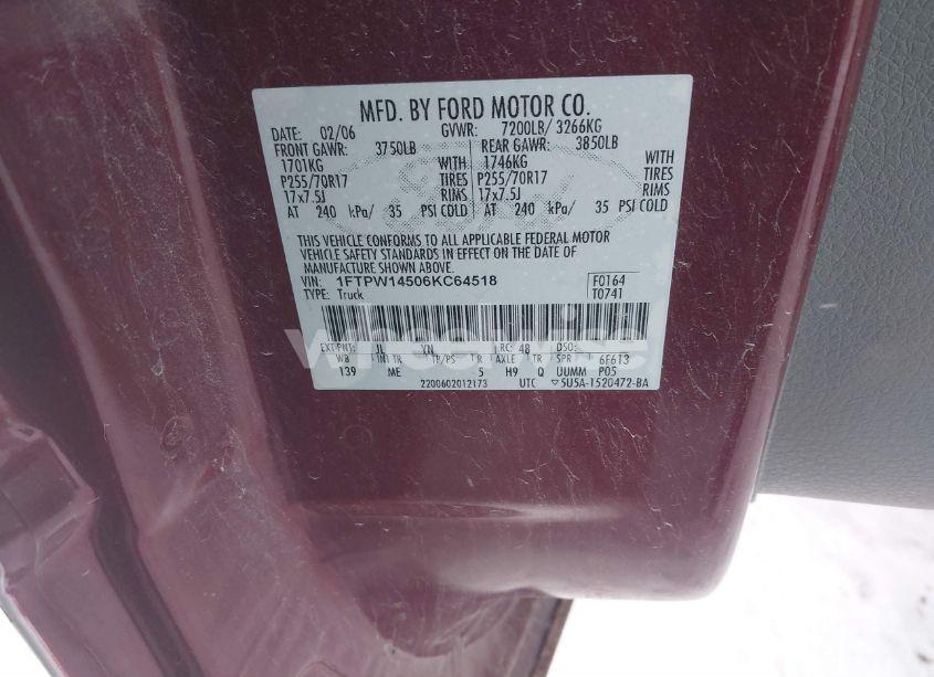 Photo 9 of 2006 Ford F-150 FX4/LARIAT/XLT (VIN 1FTPW14506KC64518)