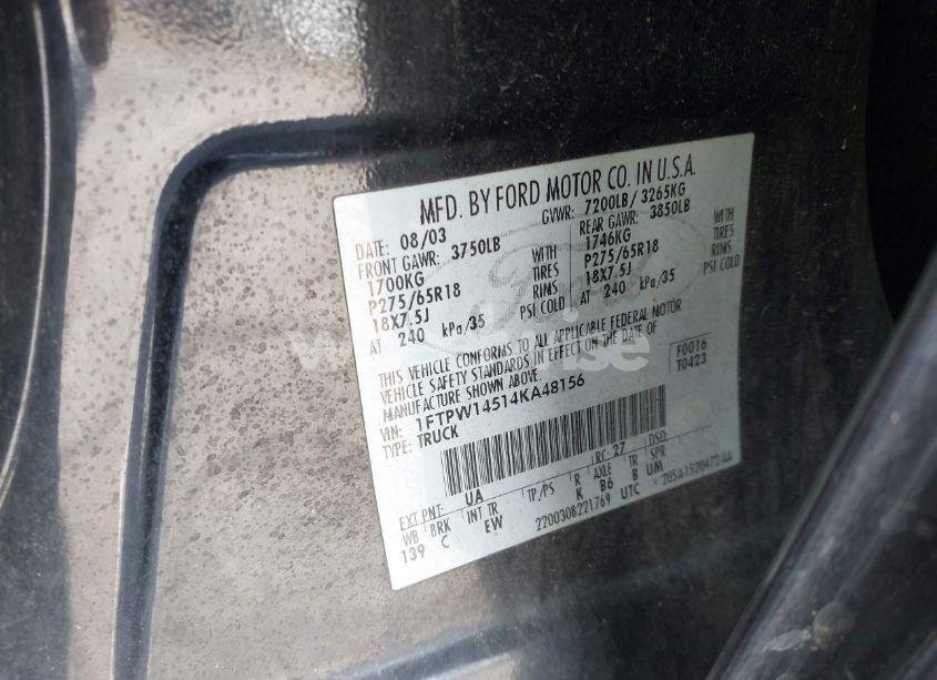 Photo 9 of 2004 Ford F-150 FX4/LARIAT/XLT (VIN 1FTPW14514KA48156)