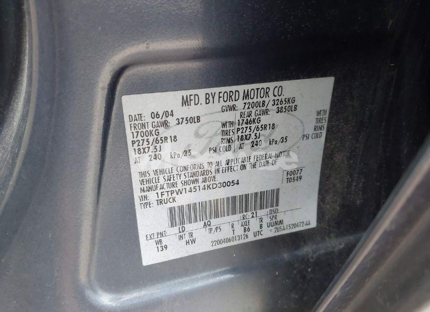 Photo 9 of 2004 Ford F-150 FX4/LARIAT/XLT (VIN 1FTPW14514KD30054)