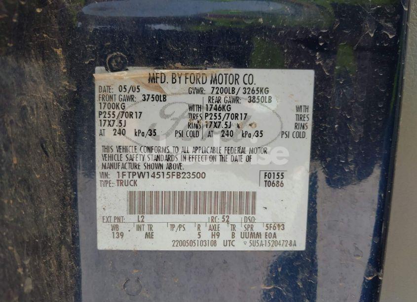 Photo 9 of 2005 Ford F-150 FX4/LARIAT/XLT (VIN 1FTPW14515FB23500)