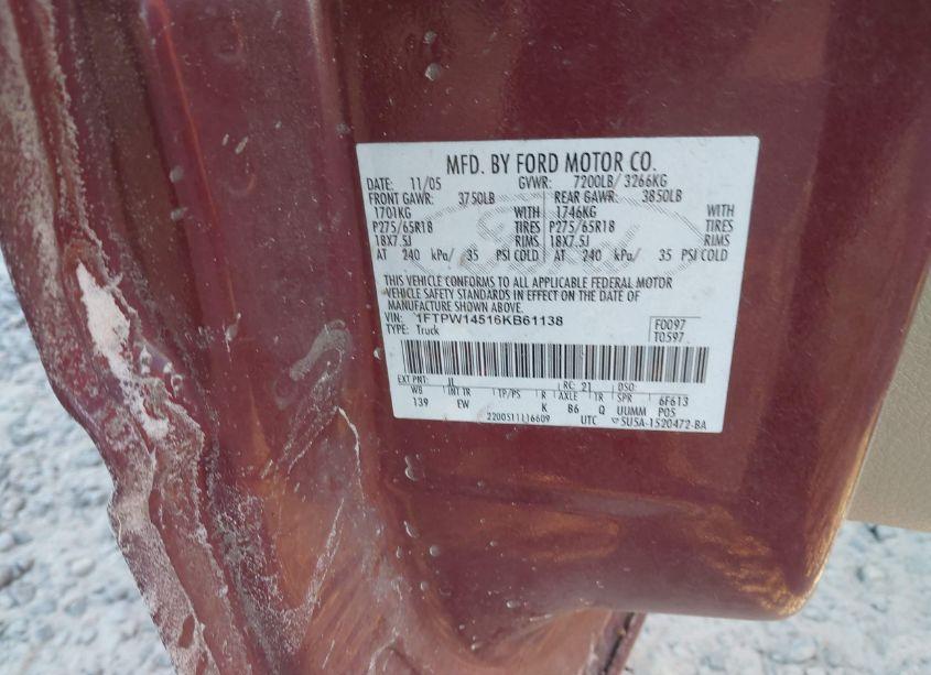 Photo 9 of 2006 Ford F-150 FX4/LARIAT/XLT (VIN 1FTPW14516KB61138)