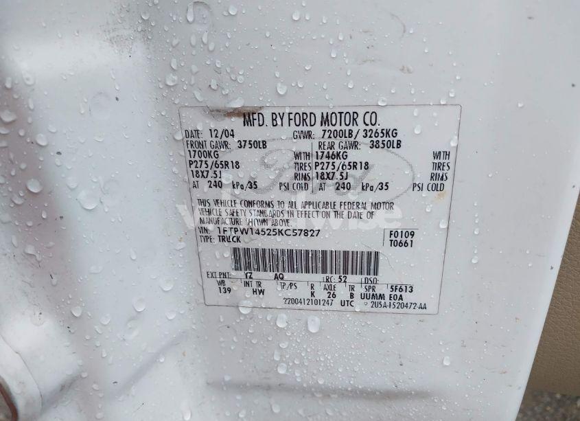 Photo 9 of 2005 Ford F-150 FX4/LARIAT/XLT (VIN 1FTPW14525KC57827)