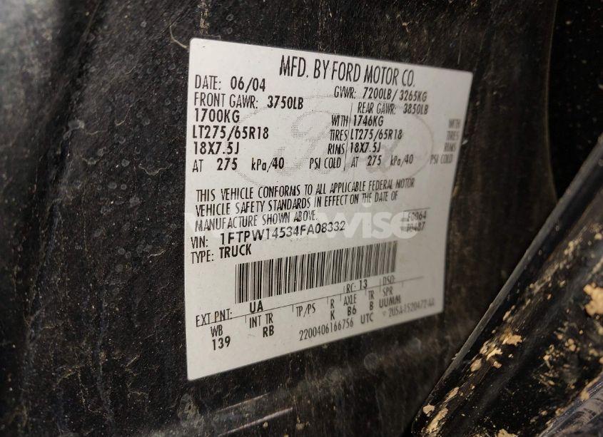 Photo 9 of 2004 Ford F-150 FX4/LARIAT/XLT (VIN 1FTPW14534FA08332)