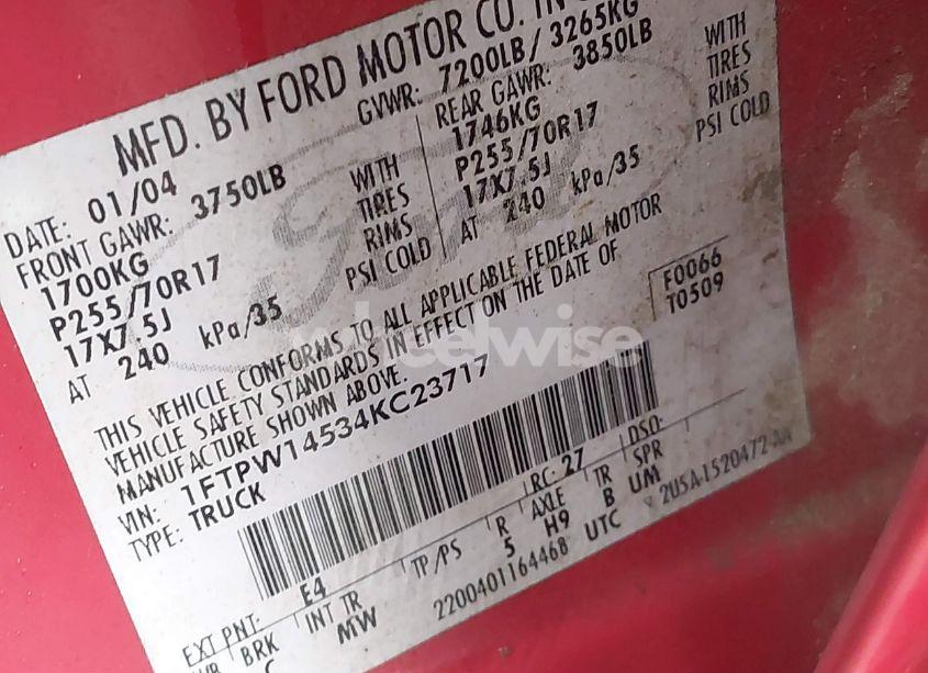 Photo 9 of 2004 Ford F-150 FX4/LARIAT/XLT (VIN 1FTPW14534KC23717)