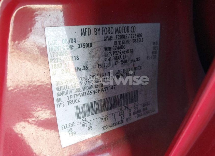 Photo 9 of 2004 Ford F-150 FX4/LARIAT/XLT (VIN 1FTPW14544FA27147)