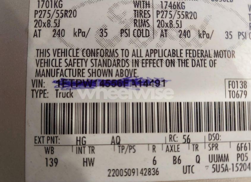 Photo 9 of 2006 Ford F-150 FX4/LARIAT/XLT (VIN 1FTPW14556FA14491)