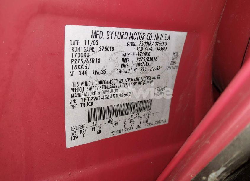 Photo 9 of 2004 Ford F-150 FX4/LARIAT/XLT (VIN 1FTPW14564KB82662)