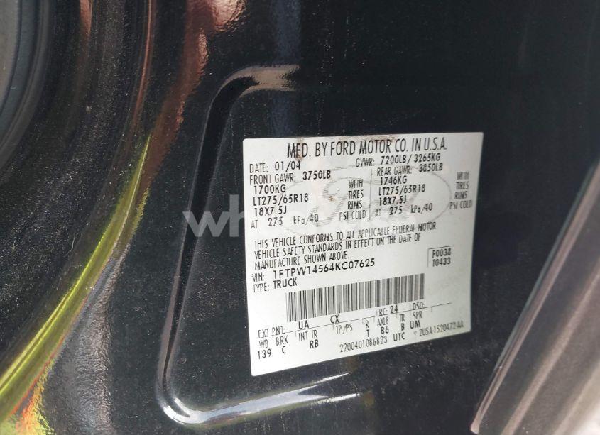 Photo 9 of 2004 Ford F-150 FX4/LARIAT/XLT (VIN 1FTPW14564KC07625)