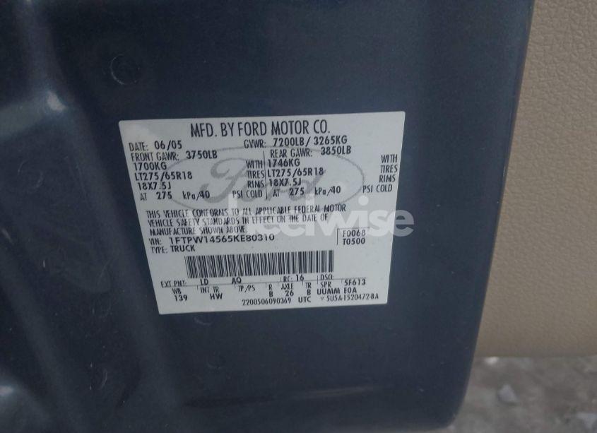 Photo 9 of 2005 Ford F-150 FX4/LARIAT/XLT (VIN 1FTPW14565KE80310)