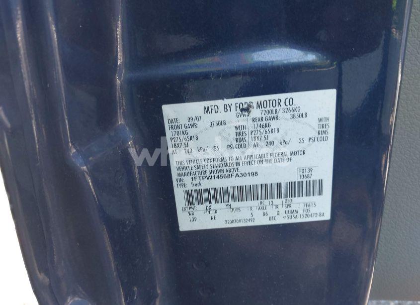 Photo 9 of 2008 Ford F-150 60TH ANNIVERSARY/FX4/KING RANCH/LARIAT/LIMITED/XLT (VIN 1FTPW14568FA30198)