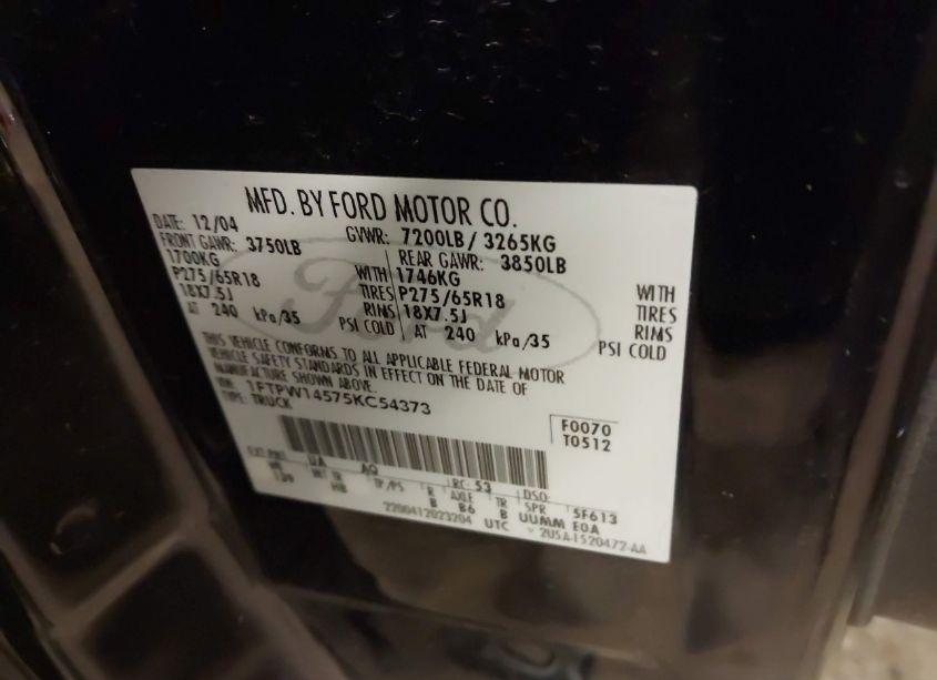 Photo 9 of 2005 Ford F-150 FX4/LARIAT/XLT (VIN 1FTPW14575KC54373)