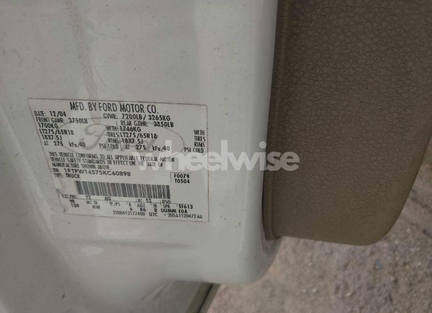 Photo 9 of 2005 Ford F-150 FX4/LARIAT/XLT (VIN 1FTPW14575KC60898)