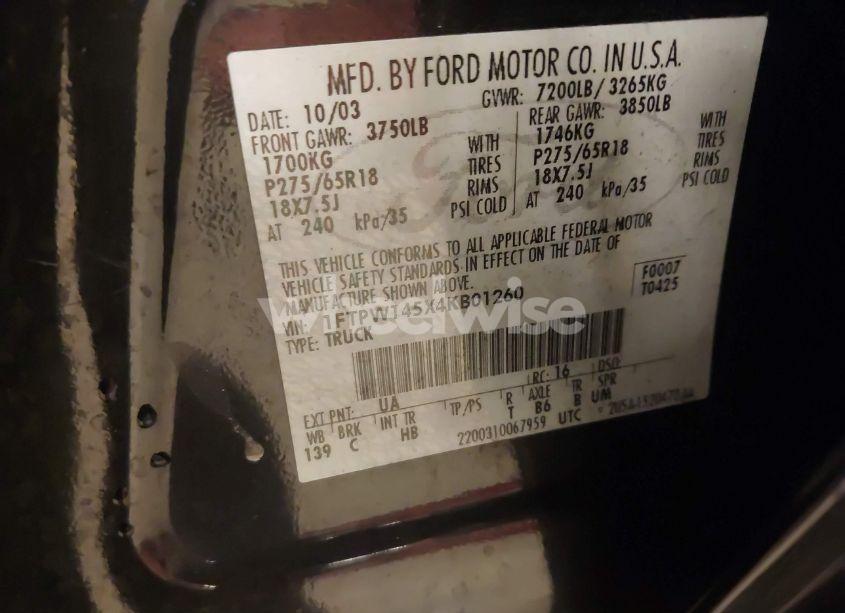 Photo 9 of 2004 Ford F-150 FX4/LARIAT/XLT (VIN 1FTPW145X4KB01260)