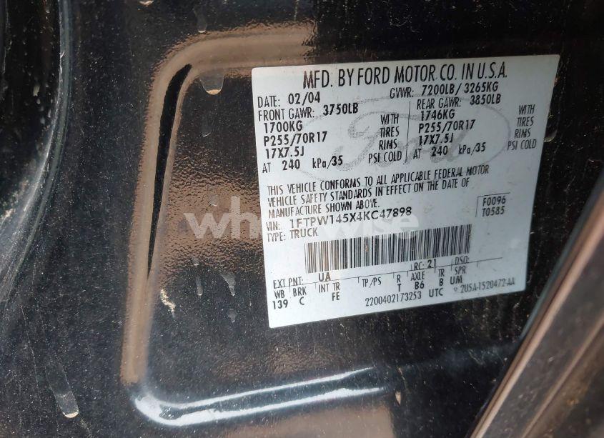 Photo 9 of 2004 Ford F-150 (VIN 1FTPW145X4KC47898)