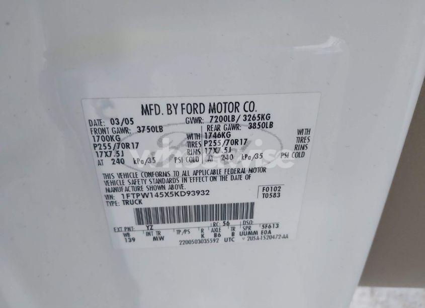 Photo 9 of 2005 Ford F-150 FX4/LARIAT/XLT (VIN 1FTPW145X5KD93932)