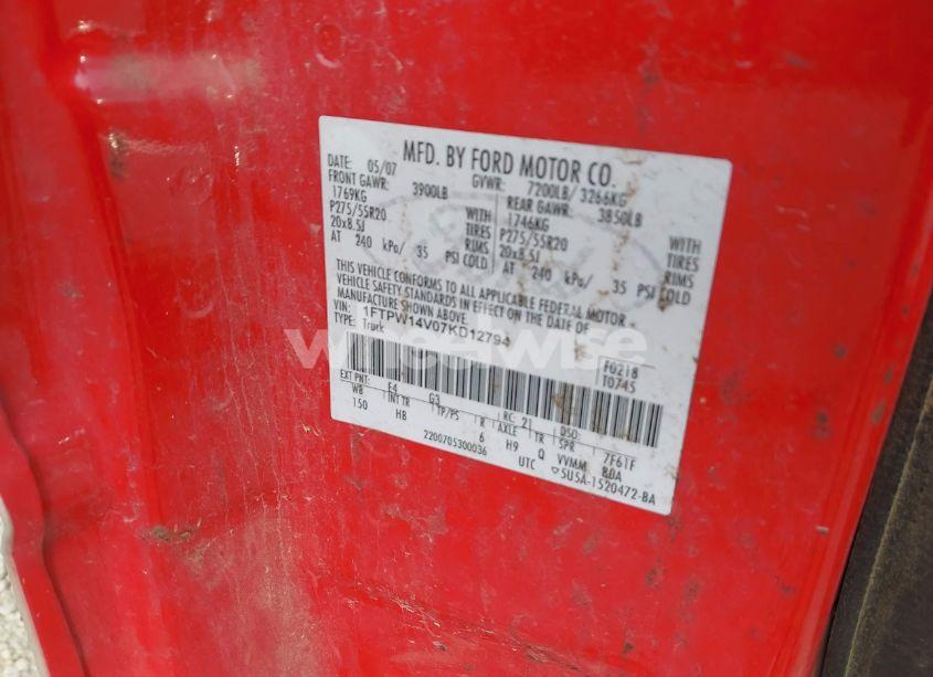 Photo 9 of 2007 Ford F-150 FX4/LARIAT/XLT (VIN 1FTPW14V07KD12794)