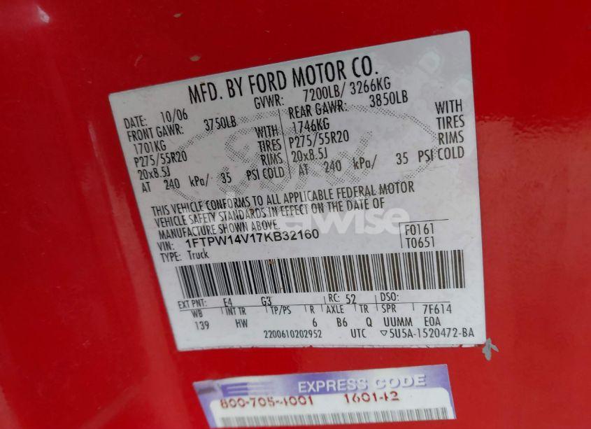 Photo 9 of 2007 Ford F-150 FX4/LARIAT/XLT (VIN 1FTPW14V17KB32160)